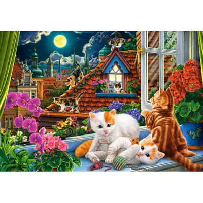 Produktbild von CASTORLAND Puzzle Kätzchen auf dem Dach 1500 Teile