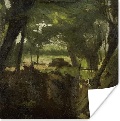 Produktbild von MuchoWow® Poster Waldansicht - Gemälde von George Hendrik Breitner 100x100 cm - Babyzimmer