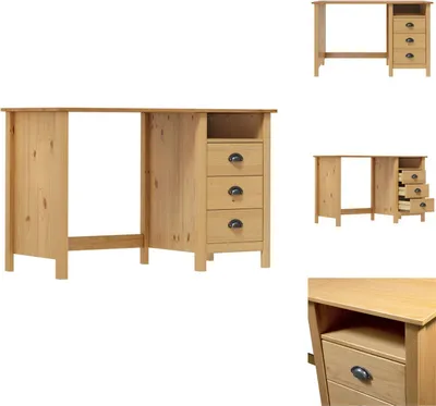 Produktbild von vidaXL Schreibtisch Hill mit 3 Schubladen 120×50×74 cm Kiefernholz -  Schreibtische