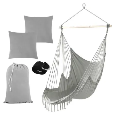 Image de Gardlov 27387 Fauteuil suspendu de style brésilien avec coussins 220 x 100 cm, gris