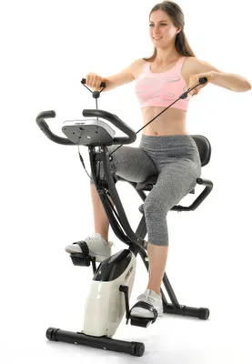 Produktbild von X-Bike, magnetische faltbares Fitnessfahrrad, Heimtrainer für Cardio Workout Indoor Cycling mit Traningscomputur und Expanderbänder