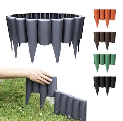 Produktbild von Rasenkante Kunststoff 2,5m Anthrazit Holzoptik UV-beständig 10 Module GARDENIX