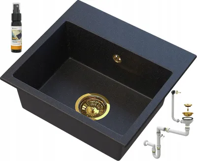 Produktbild von Granitan | Granitspüle - Spülbecken - 42x45 cm - Schwarz - mit Siphon - MINI