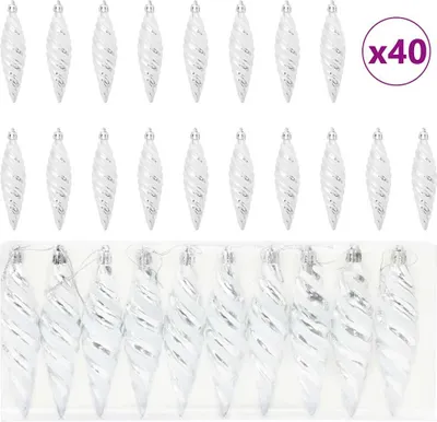 Obrázok produktu pre vidaXL Vianočná guľa v tvare špirály 40 ks strieborný plast