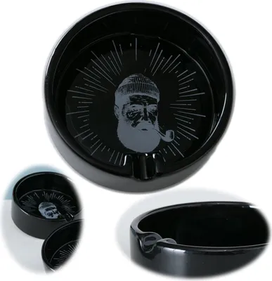 Produktbild von LS-LebenStil Aschenbecher Sylt Schwarz Kapitän 10cm Maritim Keramik Tischaschenbecher Ascher Slogan Spruch Ashtray Nordsee Meer Strand