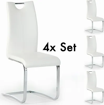Produktbild von Esszimmerstuhl Schwingstuhl SABA, Set mit 4 Stühlen, chrom/weiß