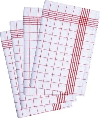 Obrázok produktu pre Karlowsky , Károvaná utierka (balenie 10 ks) , červená (cca Pantone 186C) , biela , 50 x 70 cm