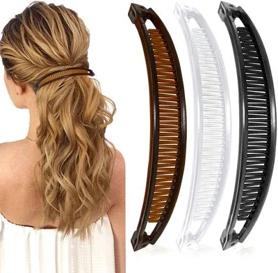 Produktbild von Set von 3 Haarclips, Haarclips für feines Haar, kleine Haarspangen für Frauen, dünne Haarklammern (schwarz, weiß, braun)