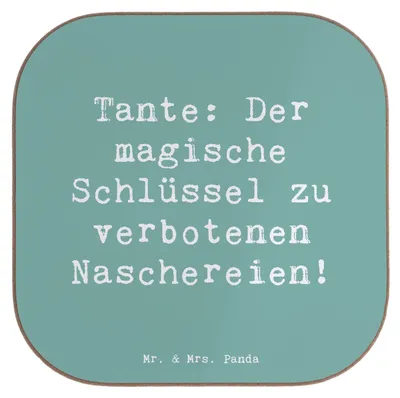 Produktbild von Mr. & Mrs. Panda Untersetzer für Gläser Spruch Zauberhafte Tante - Meeresbrise - Geschenk, Tischschoner, Naschereien, Tassen, Nichte, Dankeschön, Holzuntersetzer, Familie