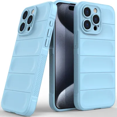Produktbild von iPhone 15 Pro Hülle, Weich TPU Silikon Stossfest Anti-rutsch Schutzhülle für iPhone 15 Pro Blau