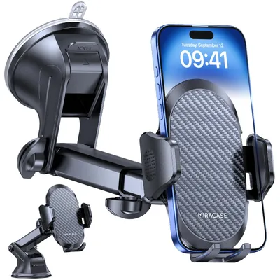 Obrázek produktu pro Držák na telefon do auta - Přísavka - 360° otočný - Pro 4 až 7,2 palce - Ovládání jednou rukou