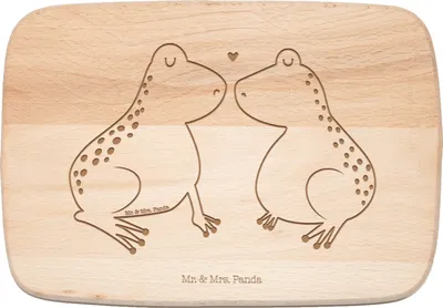 Produktbild von Mr. & Mrs. Panda Schneidebrett Frosch Liebe - Transparent - Geschenk, Küchenbrett, schneidbrett, Frösche, Freundin, Holzbrettchen, Holzbrett, massivholzbrett, Froschkönig