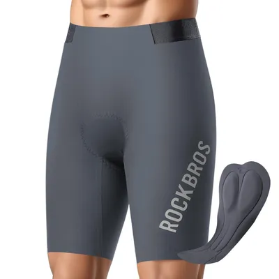 Produktbild von ROCKBROS Herren Fahrradhose Gepolstert kurz Radlerhose Atmungsaktiv Schnelltrocknend für Rennrad und MTB Titangrau EU Größe S
