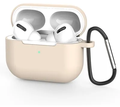 Image de AirPods Pro 1 étui de protection en silicone avec mousqueton, étui doux au toucher, étui résistant aux chocs, antidérapant, protection à 360°,  crème