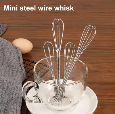 Produktbild von Mini-Schneebesen, Schneebesen aus Edelstahldraht zum Schlagen, Mischen, Schlagen, Federgriff, kleiner Schneebesen
