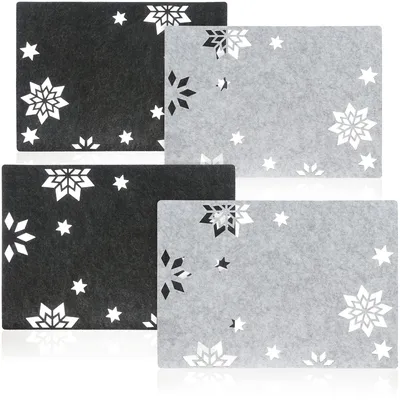 Platzsets aus Filz, Stern-Design, 4 Stück, abwaschbar, 44x32 cm
