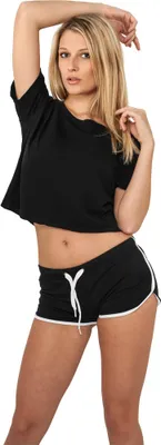 Image de Urban Classics Ladies - FRENCH TERRY Hotpants schwarz - XS