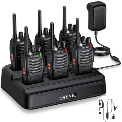 Imagen del producto de Kit de walkie-talkies - 6 unidades, recargables, frecuencia PMR 446 MHz, 16 canales, resistente al agua, color