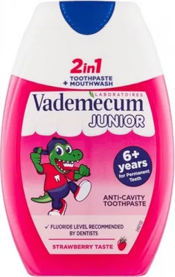 Image de Vademecum, Junior, dentifrice 2 en 1 à la fraise, 75 ml