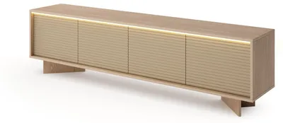 Zdjęcie produktu dla FURNLUX, stojak na telewizor, kolor beżowy, wymiary: 204 x 55 x 40 cm. Kolor główny: beż