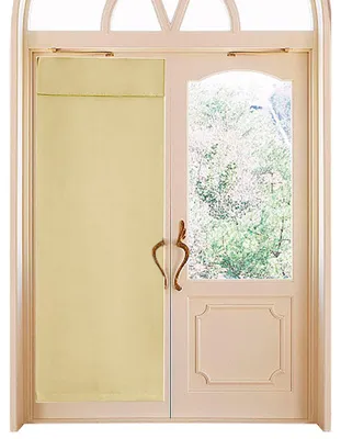 Produktbild von Selbstklebender, wärmeisolierender Vorhang mit Befestigungsband für Glastüren und Fenster, beige, 76 x 203 cm (ohne Stanzen), Verdunkelungsvorhang.