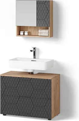 Immagine prodotto di Set mobili bagno Livinity Ronco Antracite con struttura a nido d'ape 2 parti, Model 52917