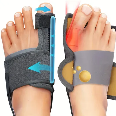 Produktbild von Hallux Valgus Schiene verstellbar Zehenkorrektur Orthese Silikonpolster Fußstütze 3 Winkel Fixierung für Zuhause