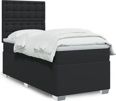 Produktbild von vidaXL Boxspringbett mit Matratze Schwarz 90x190 cm Kunstleder
