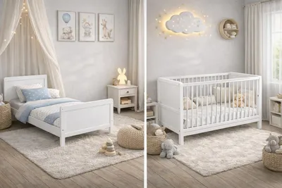 Immagine prodotto di Lettino Baby Bliss NELLY 120x60 cm in legno (faggio), cresce con il bambino, bianco