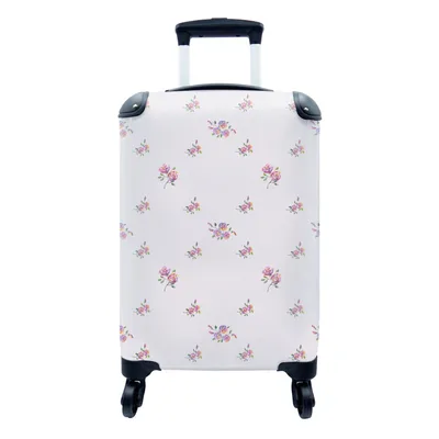 Produktbild von MuchoWow® Koffer Handgepäck Trolley Rollkoffer Kleine Reisekoffer mit 4 Rollen - Muster - Rosen - Blumen - Cabin Size < 55x40x23 cm & 55x40x20 cm - Fotokoffer - Kabinenkoffer - Boardgepäck - Reise-Box - Reisekoffer - Reisegepäck - Koffer mit Bild - Trolley für Kinder