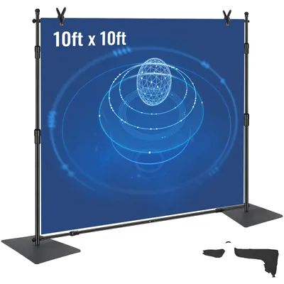 Produktbild von VEVOR Step and Repeat 243,8 x 243,8 cm - 304,8 x 243,8 cm Hintergrundbanner-Ständer verstellbare teleskopische Höhe und Breite ausziehbarer Banner-Ständer mit Tragetasche, 3048x3048 mm