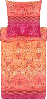 Produktbild von Bassetti Mako-Satin Bettwäsche-Garnitur Ortigia Farbe ORANGE O1 Größe 200x200+2x80x80