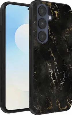 Produktbild von Geeignet für Samsung Galaxy S25 FE Handytasche mit Marmordruck - TPU Rückseite Abdeckung Fall schwarz Marmor Design - Schwarz - Smartphonica