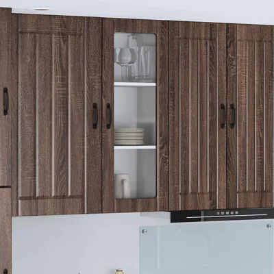 Productafbeelding van vidaXL Wandkast met glazen deuren, model LUCCA, bruine eikenhout, 40 x 31 x 100 cm
