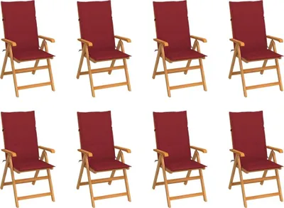 Produktbild von Verstellbare Gartenstühle mit Auflagen 8 Stk. Massivholz Teak