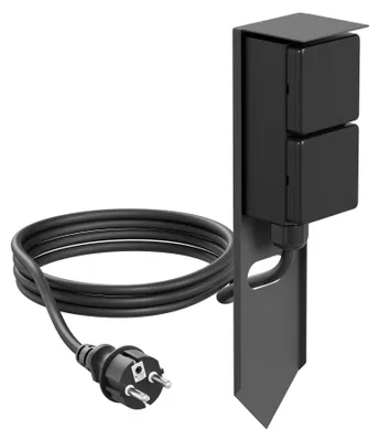 Productafbeelding van ledscom.de Tuin-stopcontactpaal PIWI met grondspies en 2 meter kabel voor buitengebruik, IP44, 2-voudig, antraciet – Antraciet / 2 stopcontacten, afmetingen 1 stuk (verpakking met 1 stuk)