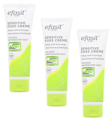 Produktbild von 3x efasit Sensitive Fußcreme je 75ml Sehr Trockene & Empfindliche Haut