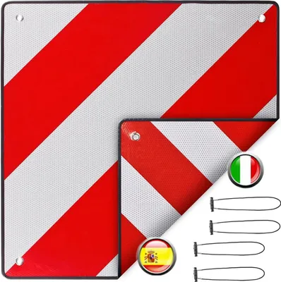 Produktbild von Fahrradträger Warnschild Italien Spanien - 2-in-1 mit 4 Spanngurten 50 x 50 cm reflektierend
