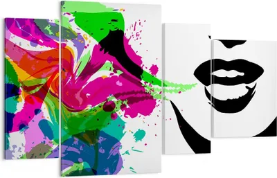 Produktbild von Bild auf Leinwand - Leinwandbild - Frau Gesicht Lippen Make-up - 120x70cm - Wand Bild - Wanddeko - Leinwanddruck - Bilder - Kunstdruck - Wanddekoration - Leinwand bilder - Wandkunst - DL120x70-2634
