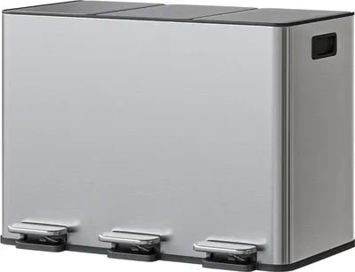 Obrázek produktu pro Kuchyňský odpadkový koš, 3 přihrádky, víko s tichým dovíráním, stříbrný