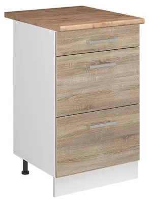 Immagine prodotto di Mobiletto base per cucina Vicco R-Line Sonoma/Bianco 50 cm piano di lavoro Rovere dorato, Model 69764