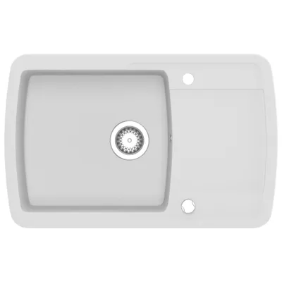 Image de vidaXL Évier en granit simple bassin blanc
