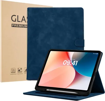 Produktbild von LBH Tablet Schutzhülle + 2x 9H Display Glas für Apple iPad Pro 6. Gen 12.9 Zoll Cover Case Schutz Tablet Farbe: Blau