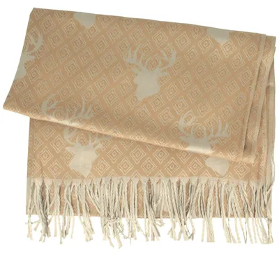 Trachtenschal mit Hirsch Design von Hut-Breiter in beige
