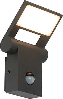 Produktbild von QAZQA - Modern Außen Wandleuchte grau inkl. LED IP54 mit Bewegungsmelder - Zane I Außenbeleuchtung - Aluminium Rechteckig - I (nicht austauschbare) LED