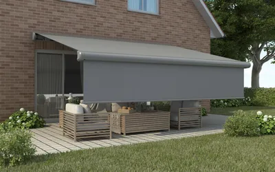 Produktbild von Primaster Kassetten-Markise 4 x 3 m elektrisch mit Volant grau