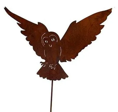 Metall-Tuinsteker Eule, 100 cm, rotbraun, Patina