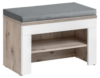 Image de Banc à chaussures avec coussin "Gustavo" - Beige/Gris - L 60 x H 51 x P 32 cm