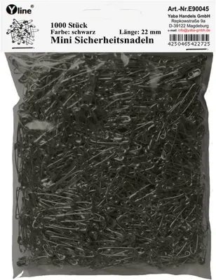 Produktbild von Sicherheitsnadeln 1000 Stück, 22 mm, schwarz, zum Nähen