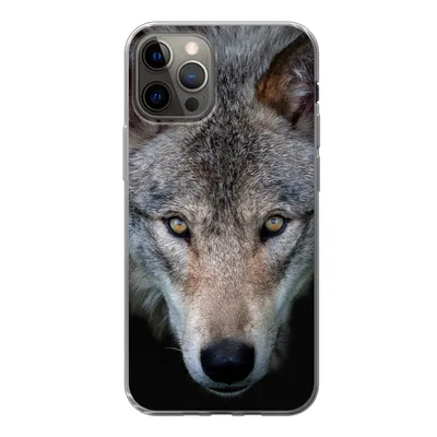 Produktbild von MuchoWow® Handyhülle Schutzhülle Hülle für iPhone 13 Pro Wolf - Porträt - Schwarz Silikon Softcase Handy Hülle - Handy-Tasche